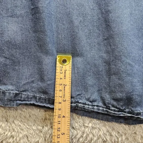Soft Surroundings Blue Chambray Dress Size Large Knee Length 3/4 Ruffle Sleeve - Picture 6 of 11
